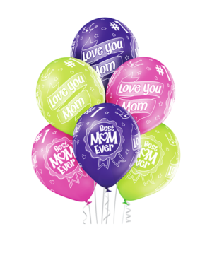 Lateksballonger (6stk): "Best Mom Ever" - 30cm