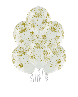 Lateksballonger (6stk): Konfettiballonger - 30cm - Crystal