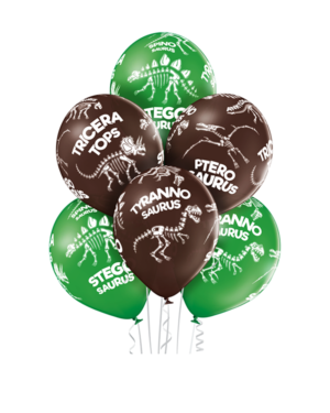 Lateksballonger (6stk): Dinosaur Skelett - 30cm