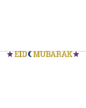 Banner / Girlander: "Eid Mubarak" - Stjerner & Måne - 365cm