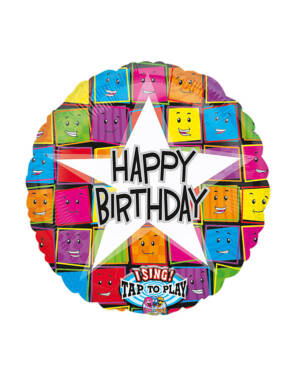 Syngende Folieballong / Folieballong med musikk: "Happy Birthday" - Stjerne - 71cm