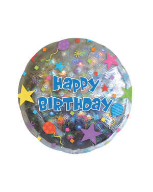 Konfettiballong / Folieballong: "Happy Birthday" - 43cm
