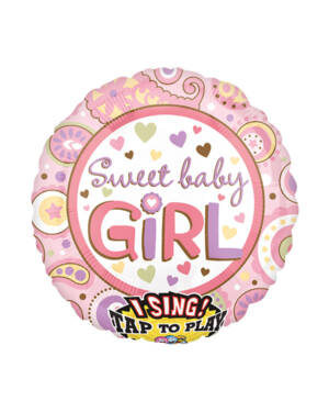 Syngende Folieballong / Folieballong med musikk: "Sweet Baby Girl" - 71cm