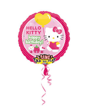 Syngende Folieballong / Folieballong med musikk - Hello Kitty: "Happy Birthday" - 71 x 71cm
