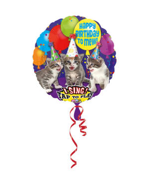 Syngende Folieballong / Folieballong med musikk: "Happy Birthday to Mew" - Katter - 71cm