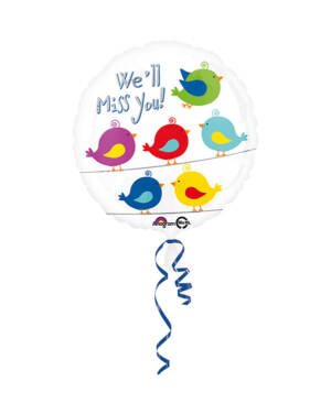 Folieballong: We'll Miss You" - Fugler - 43cm