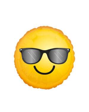 Folieballong: Emoticon - Smiley med Solbriller - 43cm
