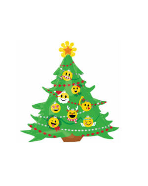 Folieballong: Emoticons - Juletre - 86 x 83cm