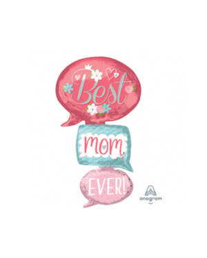 Folieballong: "Best Mom Ever" - Snakkebobler - 71 x 134cm