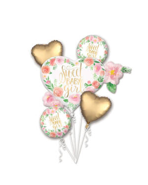 Ballongbukett: "Sweet Baby Girl" - Hjerte & Blomster