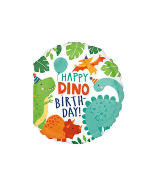 Folieballong: "Happy Dino Birthday" - Dinosaurer - 45cm