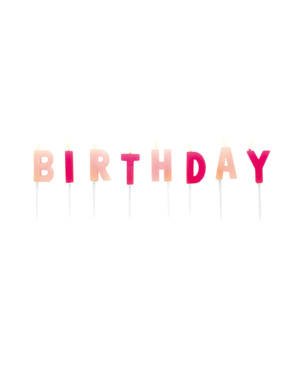 Kakelys: "Happy Birthday" - Rosa - 7cm