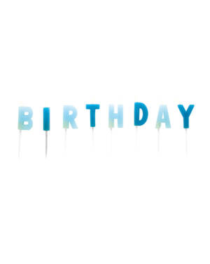 Kakelys: "Happy Birthday" - Blå - 7cm
