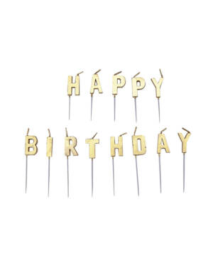 Kakelys: "Happy Birthday" - Gull - 7,7cm