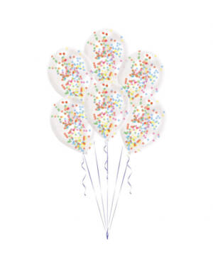 Lateksballonger (6stk): Assortert konfetti - 27,5cm