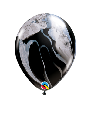 Lateksballonger (25stk): Marmorballonger - Svart & Hvit - 28cm