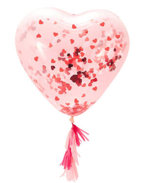 Konfettiballong / Lateksballong: Hjerteformet - 90cm