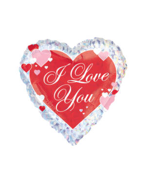 Folieballong: Hjerte - "I Love You" - 45cm