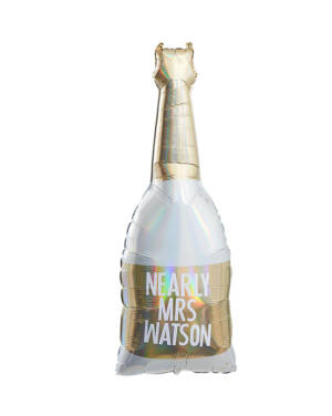 Folieballong: Champagneflaske - Gull - Personlig tekst - 106cm