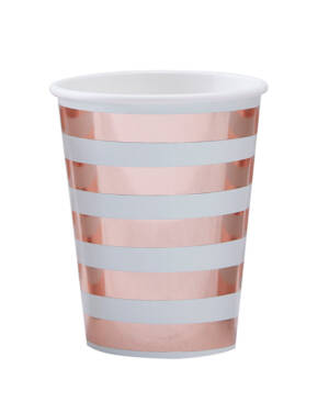 Kopper (8 stk): Rosegull Striper - 7 x 9cm