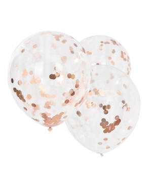 Lateksballonger / Konfettiballonger (3stk): Rosegull - 55cm