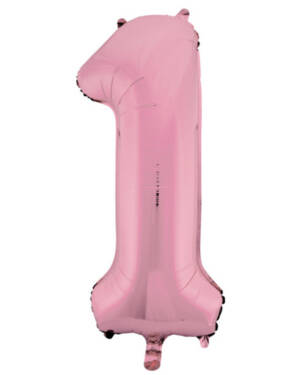 Folieballong / Tallballong: "1" - Lys Rosa - 86cm