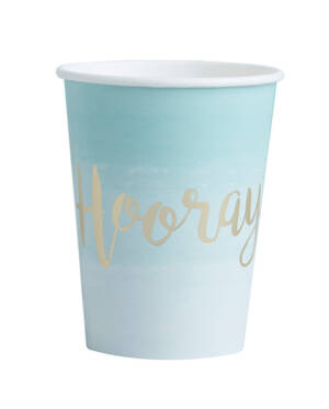 Kopper (8stk): "Hooray!" - Mint Grønn Ombre - 7 x 9cm