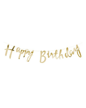 Banner / Girlander:"Happy Birthday" - Gull - 1,8m