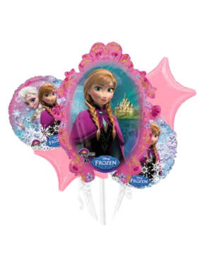 Ballongbukett: Frozen Prinsesser - Rosa