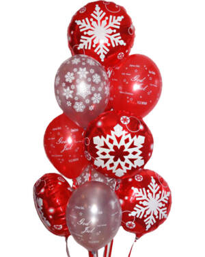 Ballongbukett: "God Jul" Snøkrystaller