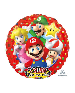 Syngende Folieballong / Folieballong med musikk: Super Mario - 71 x 71cm