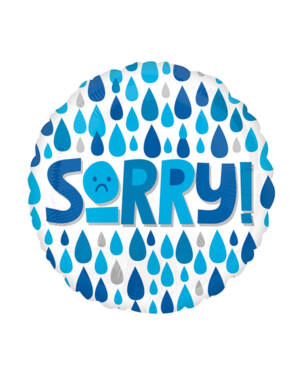 Folieballong: "Sorry" & Regndråper - 43cm