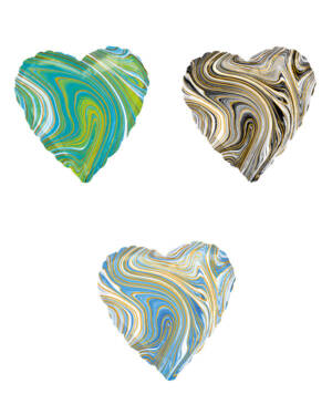 Folieballong: Hjerte - Flere farger (Marmor) - 43cm