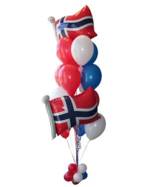 Ballongbukett: 17. mai - Rødt hvitt & Blått