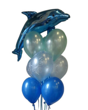Ballongbukett: Free as the sea - Blue Dolphine