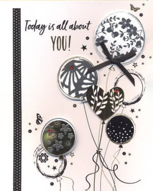 Håndlaget Kort: "Today is all about you!" - Ballonger