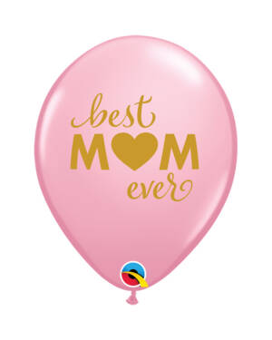 Lateksballonger (25stk): "Best Mom Ever" - 28cm