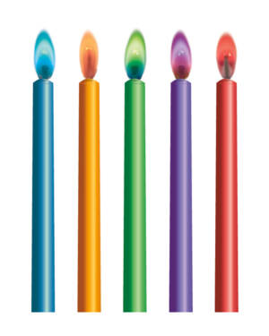 Kakelys: Med fargede flammer - 7,5cm