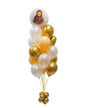 Ballongbukett: Person bilde gullbukett