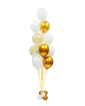 Ballongbukett: Gold, white & confetti world