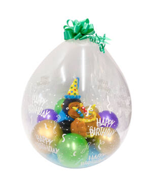 Gave i Ballong: "Happy Birthday" - Silver Fun