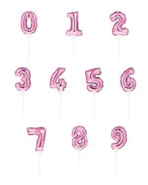Kaketopp: Ulike tall - Rosa - 13cm