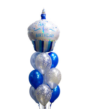 Ballongbukett: 1st Cupake Birthday - Blue