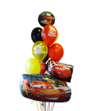 Ballongbukett: Cars - Svart & Gul
