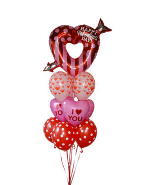 Ballongbukett: "Happy Valentines Day" - Åpent Hjerte
