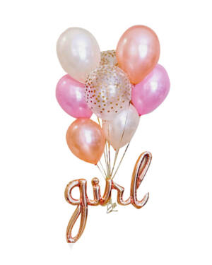 Ballongbukett: Pastel baby girl bundle