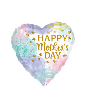 Folieballong: "Happy Mother's Day" Heart - Pastel Watercolor - 45cm