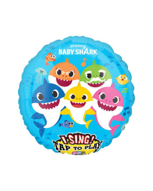 Syngende Folieballong / Folieballong med musikk: Baby Shark - 71cm
