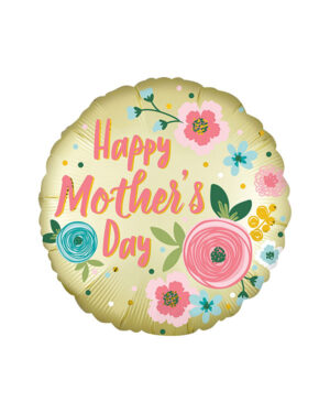 Folieballong: "Happy Mother's Day" - Satin Pastel Yellow - 45cm