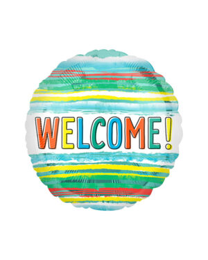Folieballong: "Welcome" Stripete vannfarger - 45cm